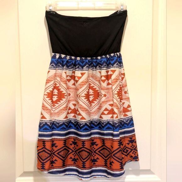 Y2K 00s Roxy S Aztec Print Sleeveless Mini Dress - Picture 4 of 5